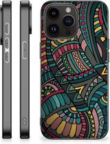 Hoesje Bumper Geschikt voor iPhone 15 Pro Max Telefoon Hoesje met Zwarte rand Aztec