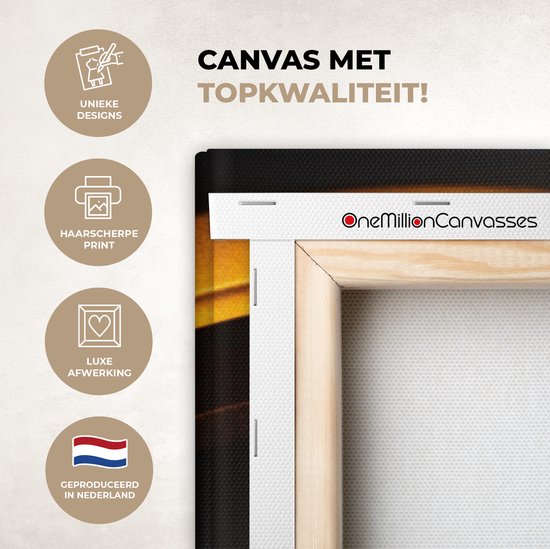 Canvas schilderij - Gouden auto 160x80 - Kamer decoratie accessoires - Schilderijen goud woonkamer - Wanddecoratie slaapkamer - Muurdecoratie keuken - Wall decoration - Wanddoek interieur binnen - Woondecoratie huis - Woonaccessoires