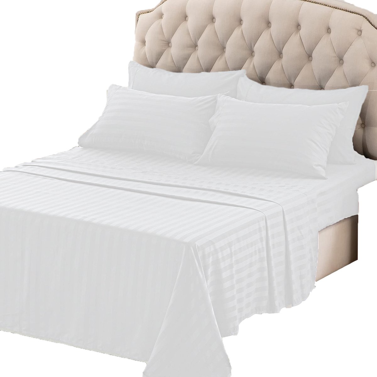 KOMFOR 4-Delige Queensize Beddengoedset Bloemen - Luxe Microvezel Hotel Kwaliteit Beige