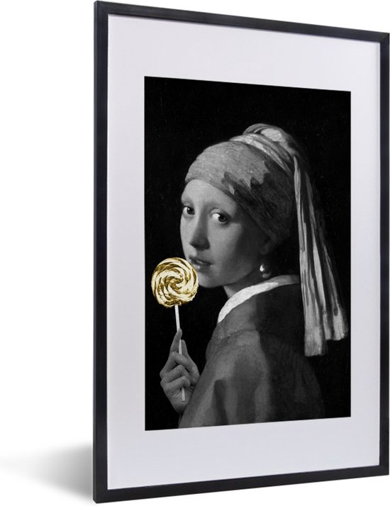 Fotolijst incl. Poster - Meisje met de parel - Johannes Vermeer - Lolly - Goud - 40x60 cm - Posterlijst