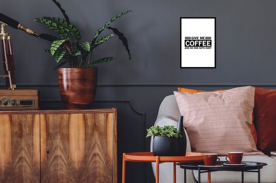 Citation drôle Donnez-moi du café et personne ne se blesse Cadre photo noir sans passe partout