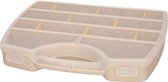 Plasticforte Mallette de rangement/boîte de rangement/boîte de tri - 13 compartiments - plastique - beige - 25 x 21 x 4 cm