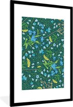 Motif fleuri vert et bleu 80x120 cm