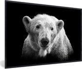 Fotolijst incl. Poster - IJsbeer - Dier - Zwart - Wit - 60x40 cm - Posterlijst