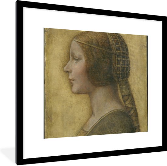 Fotolijst incl. Poster - La Bella Principessa - Leonardo da Vinci - 40x40 cm - Posterlijst