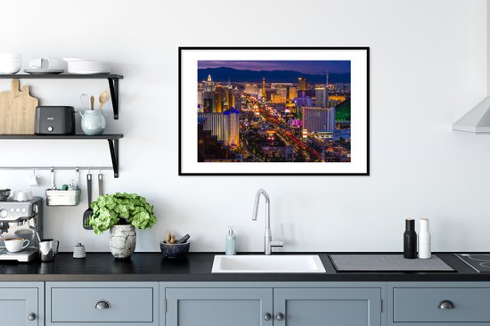 Cadre photo avec affiche - Nuit - Las Vegas - Violet - 90x60 cm - Cadre pour affiche
