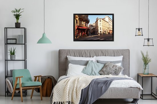 Fotolijst incl. Poster - De straatscène van Parijs - 90x60 cm - Posterlijst