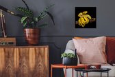 Photo encadrée - Python arbre jaune devant fond noir Cadre photo noir sans passe-partout 40x40 cm - Affiche encadrée (Décoration murale salon / chambre)