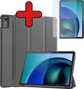 Hoes Geschikt voor Lenovo Tab M10 5G Hoes Book Case Hoesje Trifold Cover Met Screenprotector - Hoesje Geschikt voor Lenovo Tab M10 5G Hoesje Bookcase - Grijs