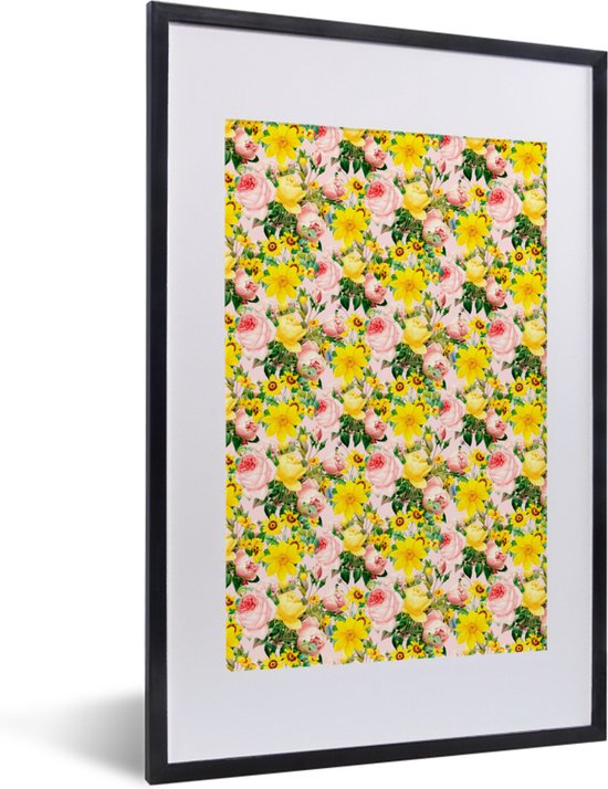 Fotolijst incl. Poster - Bloemen - Rozen - Lente - 40x60 cm - Posterlijst