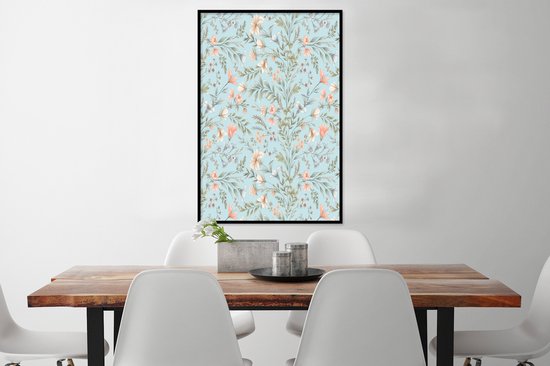 Cadre photo avec affiche - Fleurs - Printemps - Blauw - 60x90 cm - Cadre pour affiche