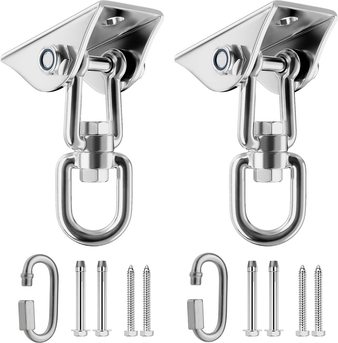 Bol.com JAXY - Plafondhaak met Karabijnhaak – RVS 360° Ophangsysteem met Ophanghaken en Schommelhaak – Voor Schommel, Hangstoel,... aanbieding