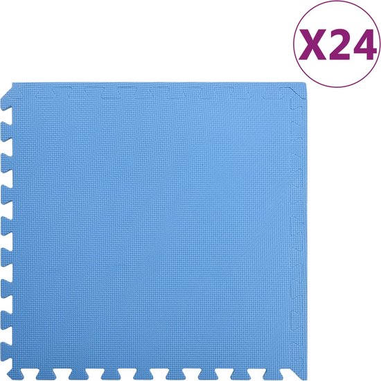 The Living Store Puzzelsportmat - Blauw - 60 x 60 x 1 cm - Anti-slip EVA-schuim - Waterafstotend - 24 stuks