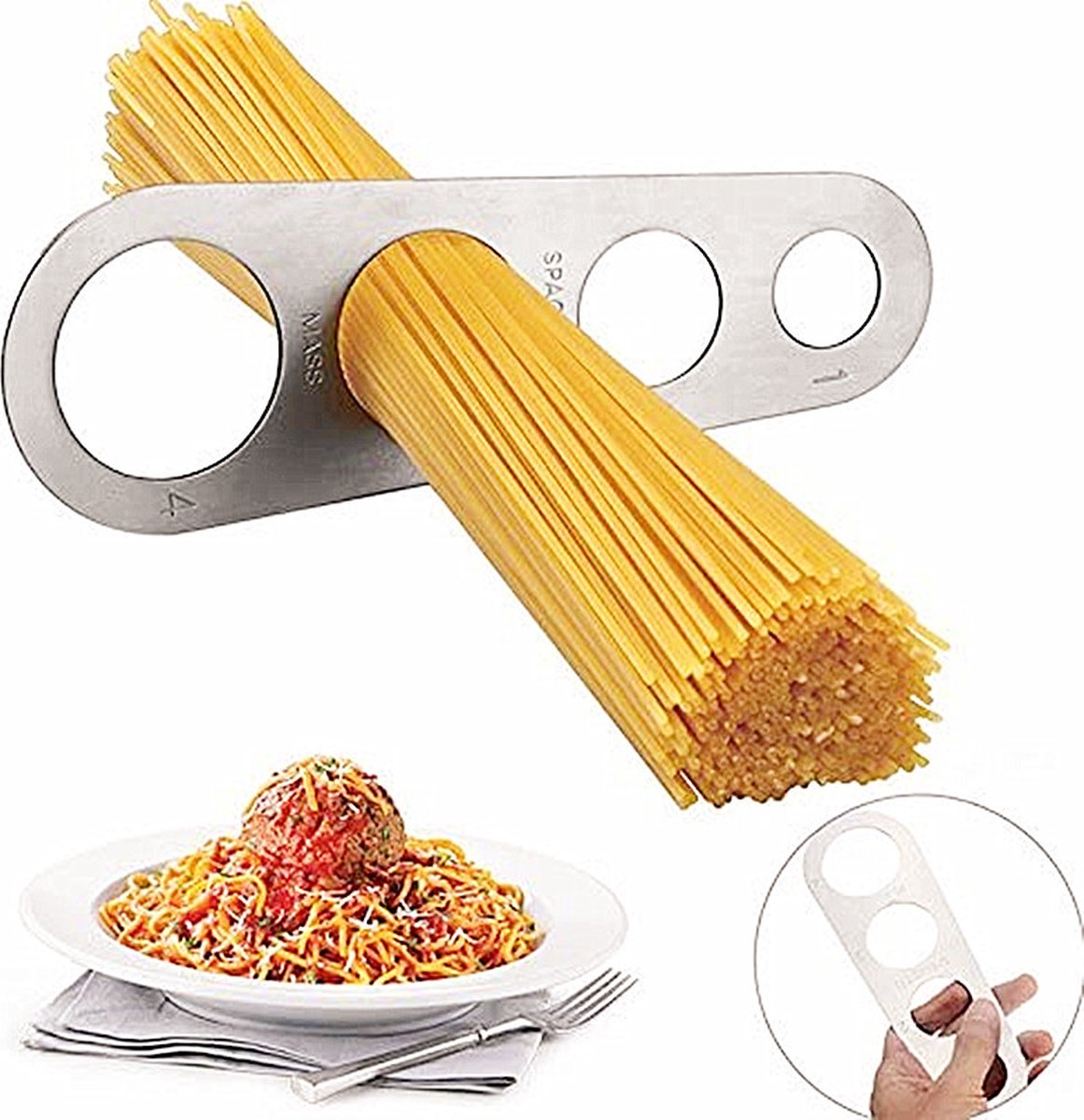 Roestvrijstallen Spaghettimaat I Pasta Snijder I Spaghetti Meter I Spaghetti Portie Meten I Zilver - Cheaperito