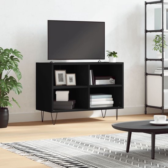 The Living Store TV-meubel - zwart - 69.5 x 30 x 50 cm - veel opbergruimte