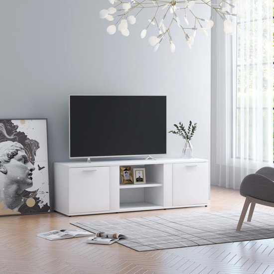 The Living Store TV-meubel Klassieke Stijl - 120x34x37 cm - Wit - Gemaakt van bewerkt hout