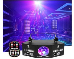 Happyment Disco Lichteffect PRO - Party Laser Lamp - Laser, LED's en Stroboscoop effect - Afstand bestuurbaar, Geluid gestuurd en DMX ondersteuning