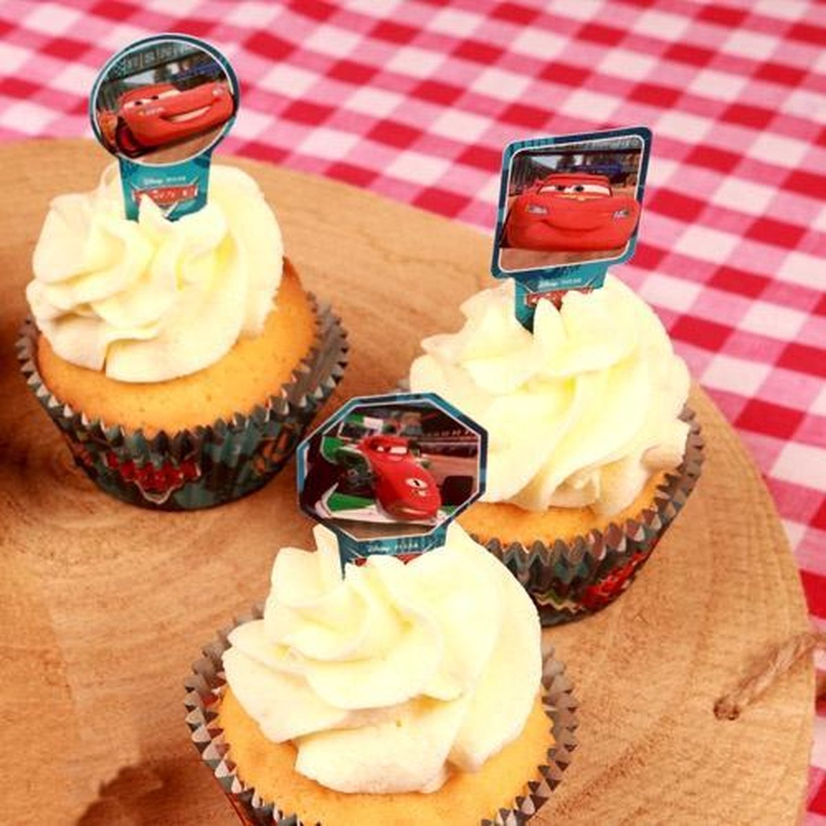 Stor Papieren Cupcake Toppers Cars pk/24