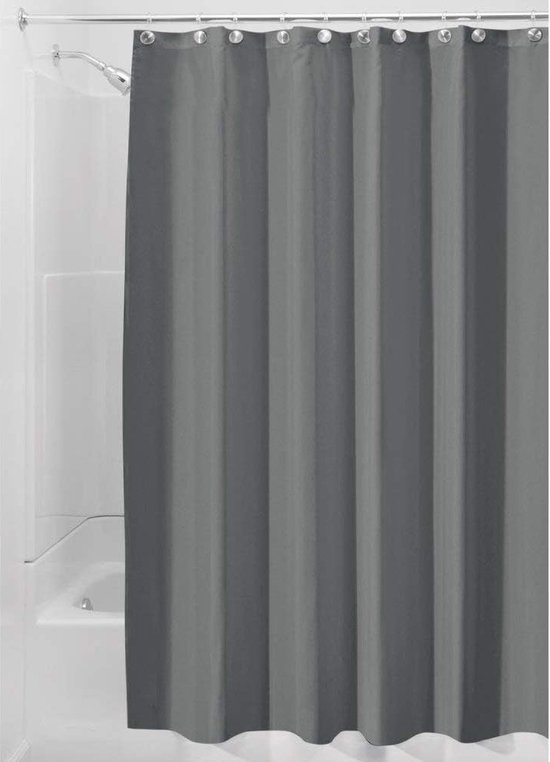 iDesign rideau de shower, rideau de shower van waterdicht polyester met ourlet renforcé, rideau de bain lavable de taille 180,0 cm x 200,0 cm, grijs foncé