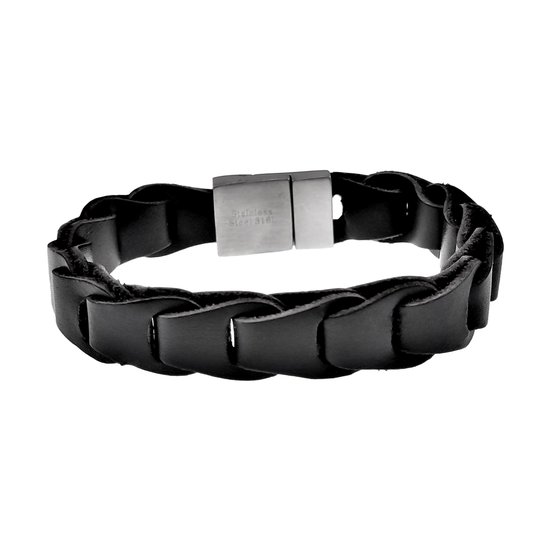 Genac Herenarmband van echt leer en roestvrij staal met afneembare magnetische sluiting voor eenvoudige aanpassing van de lengte, het perfecte sieraad voor een geweldig cadeau, 1 armband