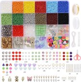 Kralenset, 35.000 stuks om te rijgen, 2 mm, kleurrijke glazen kralenset om armbanden, sieraden en kettingen zelf te maken, set, glazen kralen met kristallen kralen, cadeau-idee