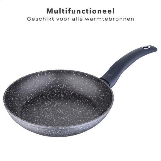 Poêle Cheqo® - Poêle ø20 cm - En aluminium forgé - Revêtement en marbre 4 couches - Sans PFOA - Poignée Soft Touch - Passe au lave-vaisselle