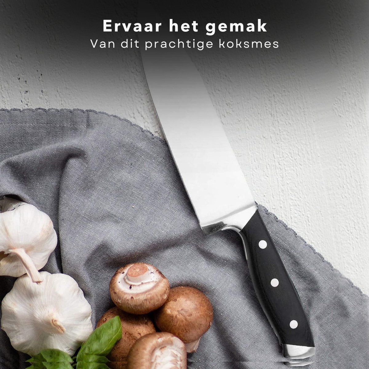PRO Koksmes - 20cm - RVS - Chef Knife - Vlees, Vis & Groente - Ergonomisch Heft - 3 Klinknagels