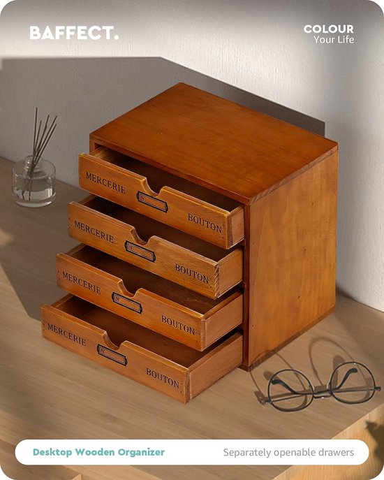 Mini tiroir de bureau vintage – Organiseur de bureau à 2 tiroirs