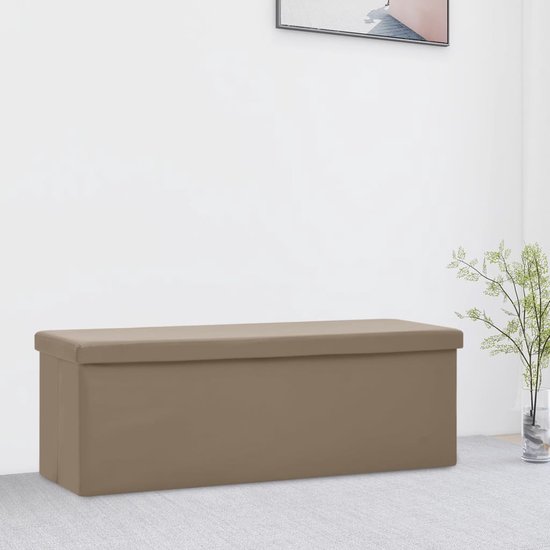 The Living Store Banc de rangement - Banc d'entrée - 110x38x38 cm - Cappuccino - PVC/MDF - Mousse - Pliable