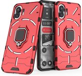 Nothing Phone (2) Case - MobyDefend Double Layer Armor Case avec support - Rouge - Étui pour téléphone portable - Étui pour téléphone Convient pour: Nothing Phone (2)