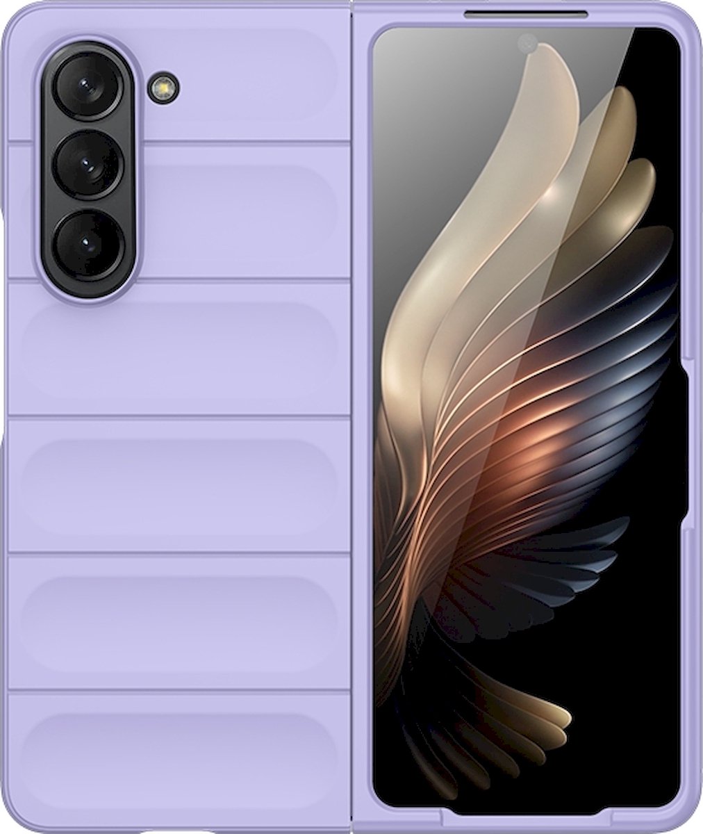 Mobigear Hoesje geschikt voor Samsung Galaxy Z Fold 5 Telefoonhoesje Flexibel TPU | Mobigear Bumpy Backcover | Galaxy Z Fold 5 Case | Back Cover - Paars