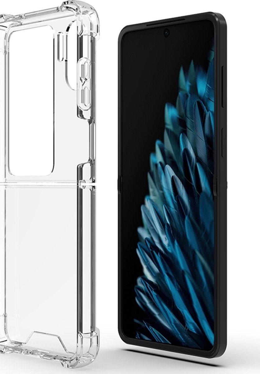 Mobigear Doorzichtig Hoesje geschikt voor OPPO Find N2 Flip Telefoonhoesje Flexibel TPU | Mobigear Cushion Backcover Shockproof | Doorzichtig Telefoonhoesje Find N2 Flip | Schokbestendig Find N2 Flip Telefoonhoesje | Anti Shock Proof - Transparant