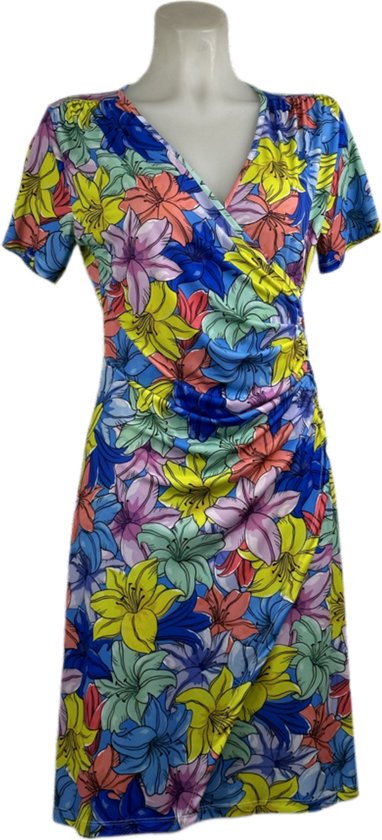 Angelle Milan – Vêtements de voyage pour femme – Robe florale plissée multicolore – Respirante – Infroissable – Robe durable – En 5 tailles ! - Taille XL