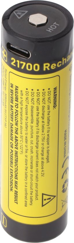 Batterie rechargeable Li-ion 21700 Nitecore NL2150RX 5000 mAh avec port USB-C