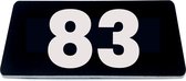 Nummerplaatje 83 - 80 x 50 x 1,6 mm - Zwart/wit - incl. 3M-tape | Nummerbordje - Deur en kamernummer - brievenbusnummers - Gratis verzending - 5 jaar garantie | Gratis Verzending