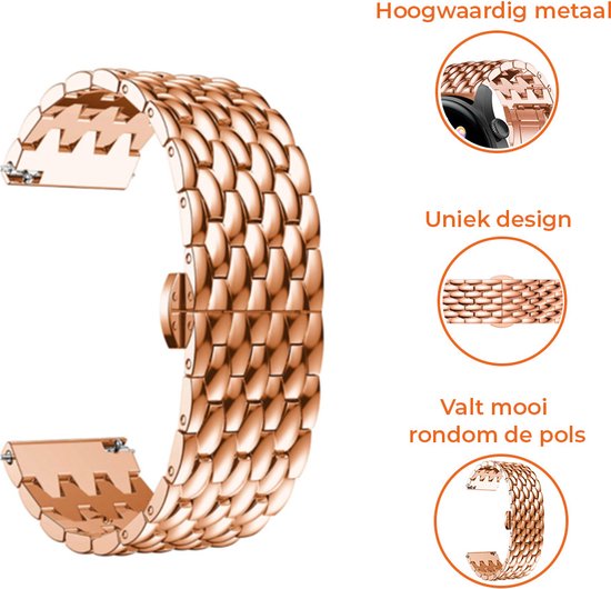 Strap-it Garmin Vivoactive 4 bracelet acier or rose dragon + trousse à outils