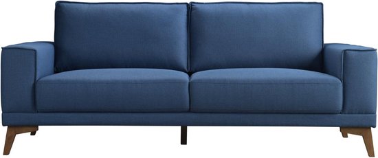 Canapé 3 places en tissu bleu foncé avec pieds en bois MOSSEA L 213,5 cm x  H 87,5 cm x... | bol