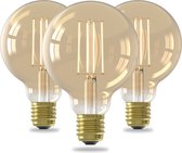 Calex Filament LED Lamp - Set van 3 stuks - G95 Vintage Lichtbron - E27 - Goud - Warm Wit Licht - Dimbaar