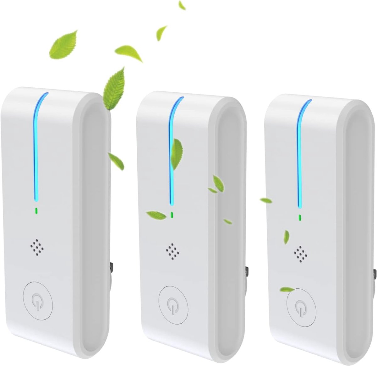 Pure Air - 3-delige mini luchtreiniger met stekker, ionisator, energiebesparend, stil, geschikt voor thuis, badkamer, woonkamer, slaapkamer, hotel, dierenkamer, toilet (wit)