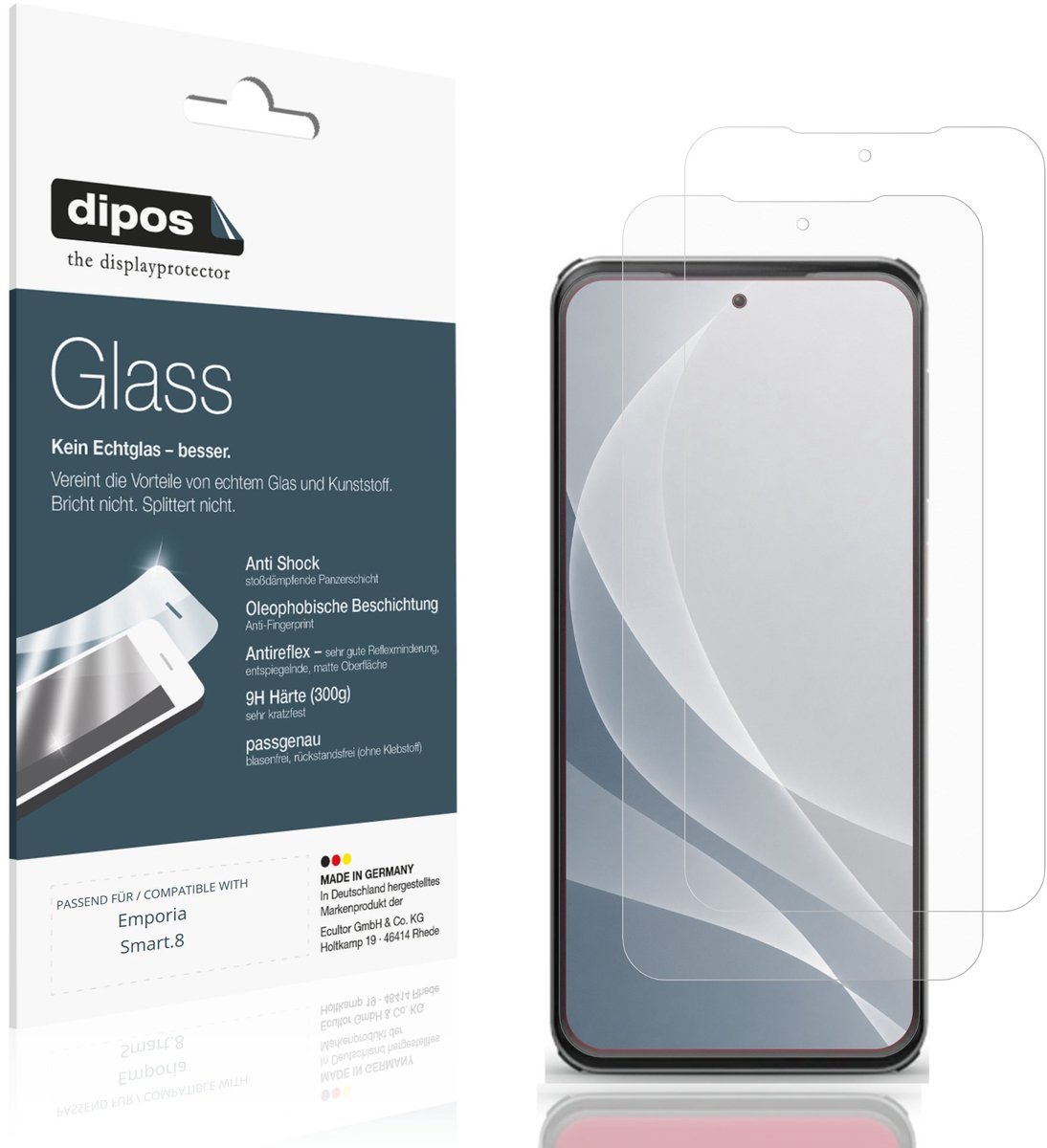 dipos – 2x Matte Pantserfolie geschikt voor Emporia Smart.8 | 9H Screenprotector