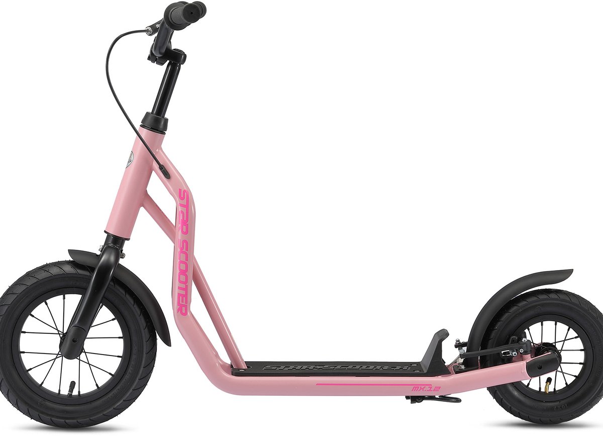 STAR SCOOTER autoped, 12 inch + 10 inch, donkerroze