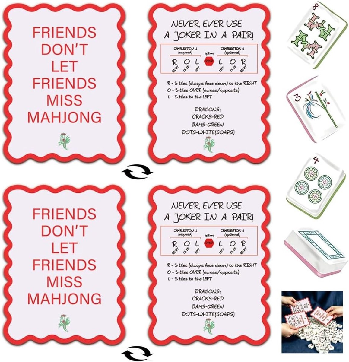 Mahjong Kaartmixer Set met Regels - 4 Stuks, Waterdicht en Draagbaar voor Spellen, Feesten en Reizen, Inclusief Accessoires en Spelregels