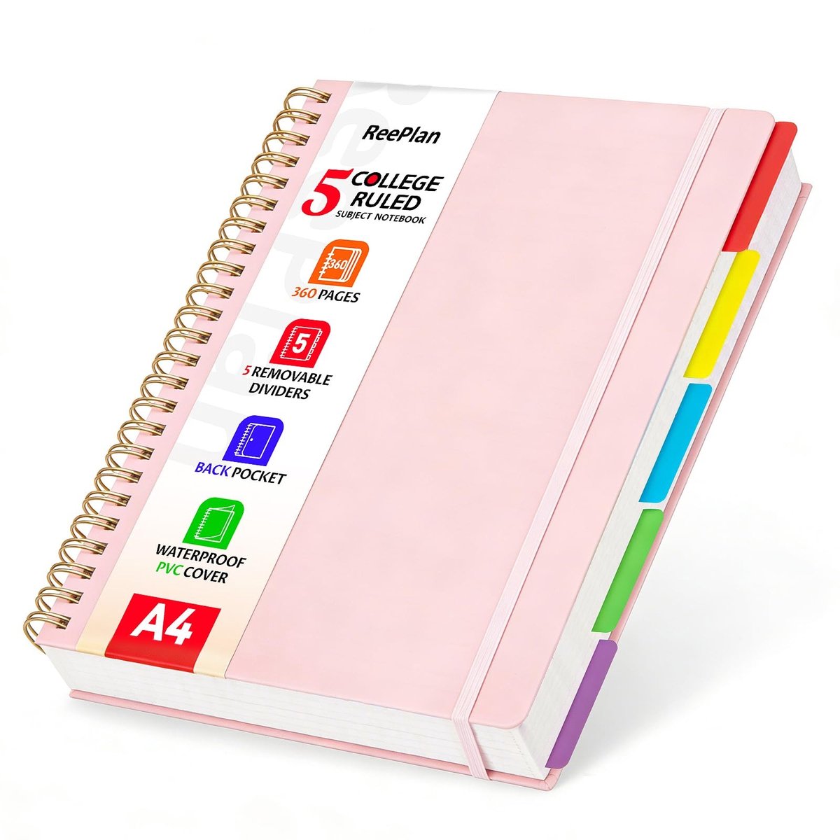 Elzusha - A4 Notitieboek met Spiral Binding - 360 pagina's en 5 scheidingsbladen