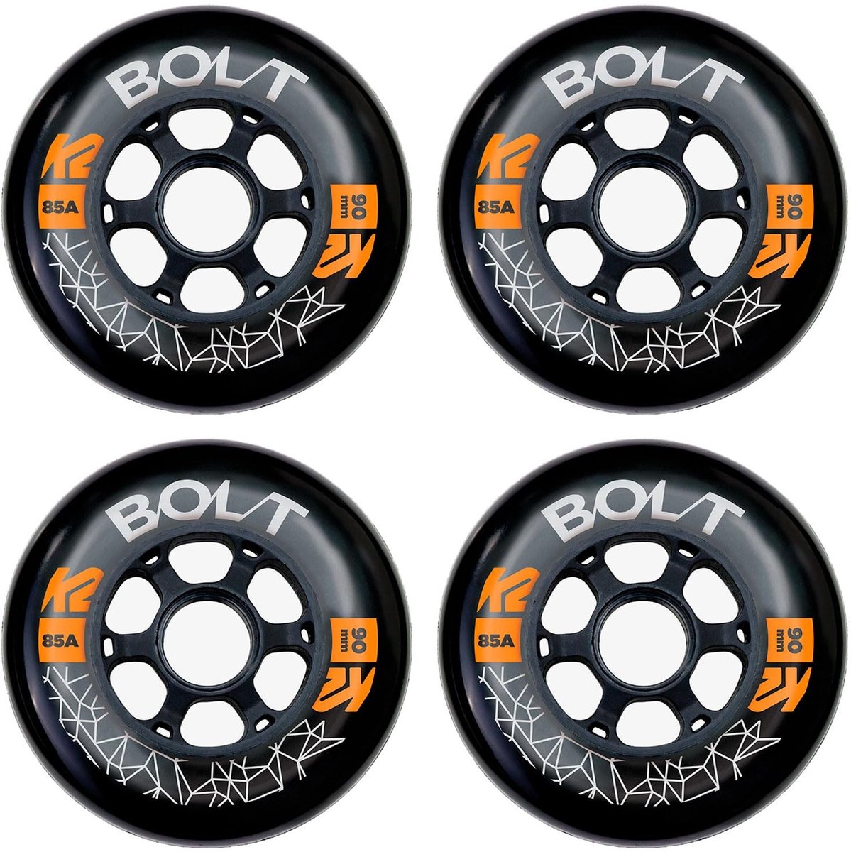 Elzusha Set van 4 Rolschaats Wielen 90mm 85A Zwart