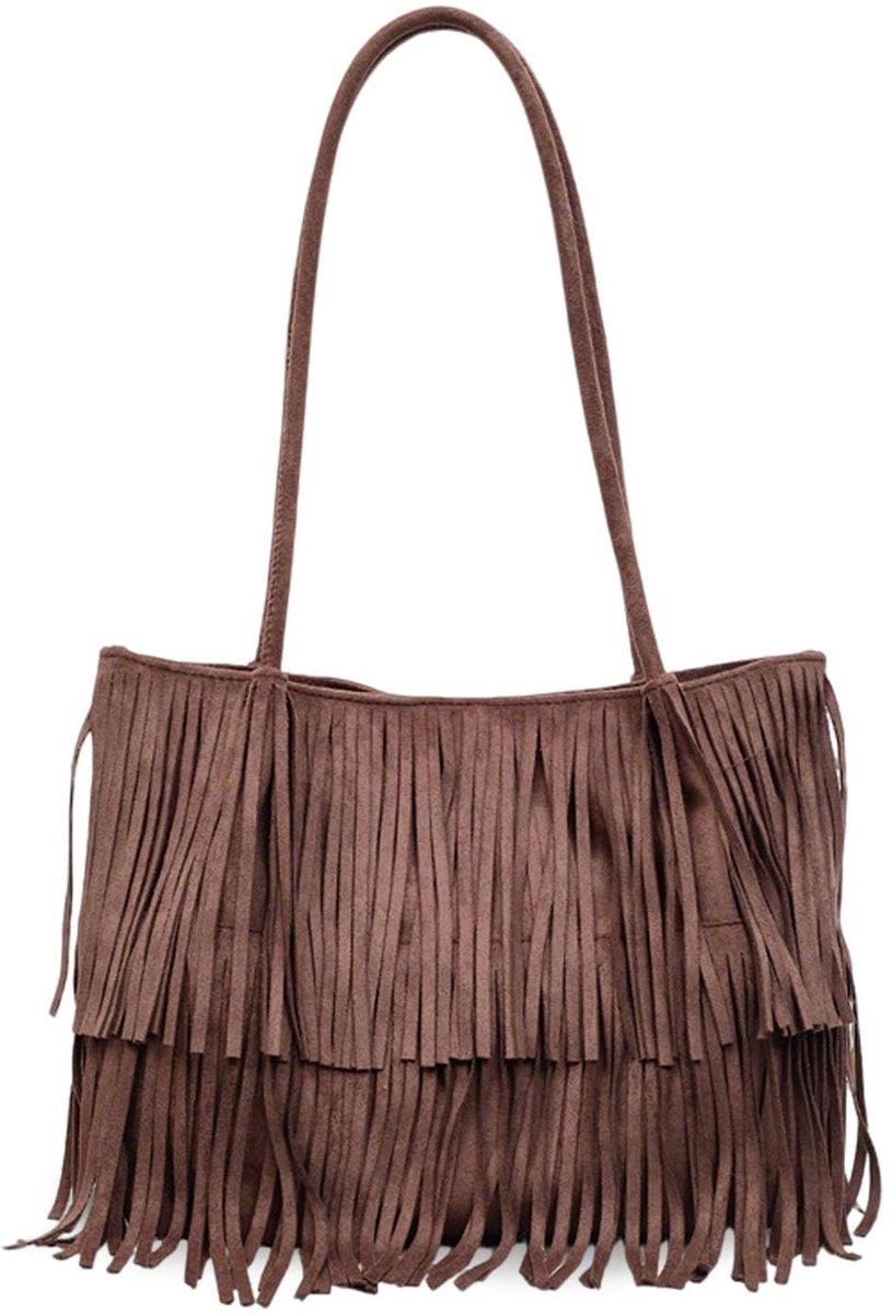 Elzusha - Boho Schoudertas van PU Leer met Fringes voor Laptops tot 13 Inch
