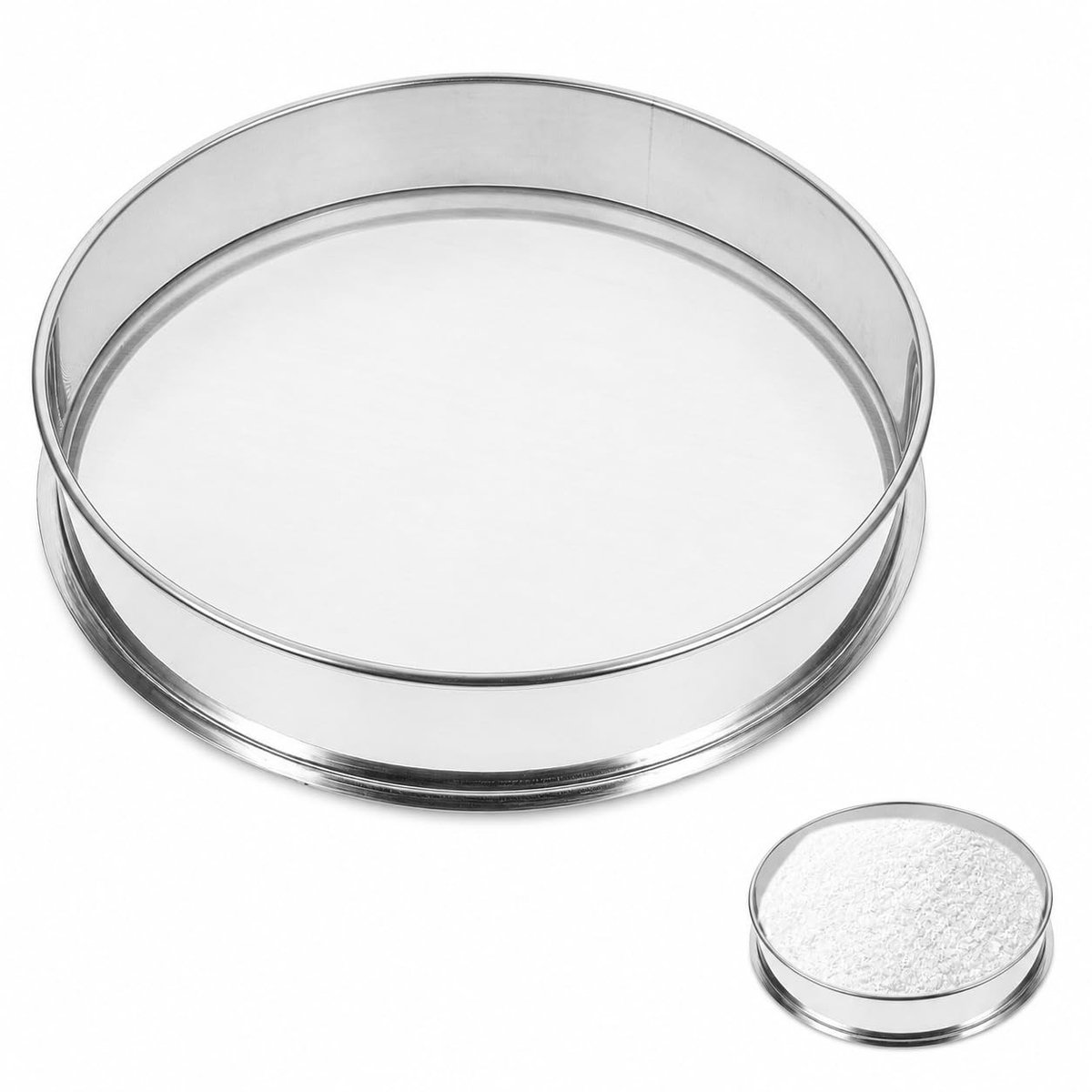 Elzusha - RVS Zeefpan 21 cm met Fijn Gaas voor Laboratoriumtoepassingen
