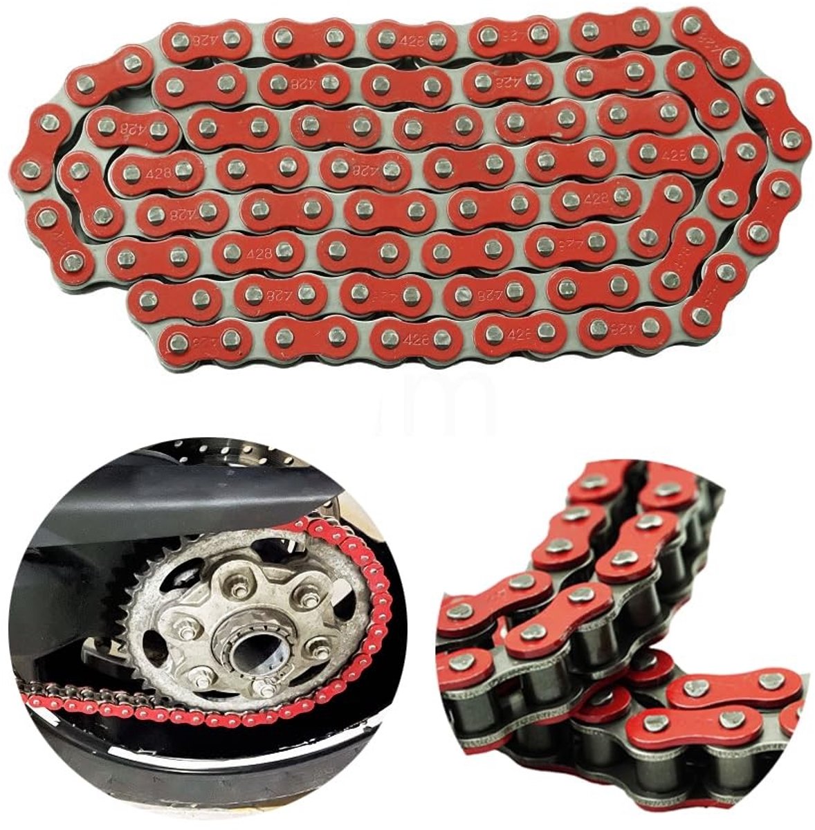 Motor Ketting 420/428 - 108L voor Elzusha en Dirt Bikes - Rood