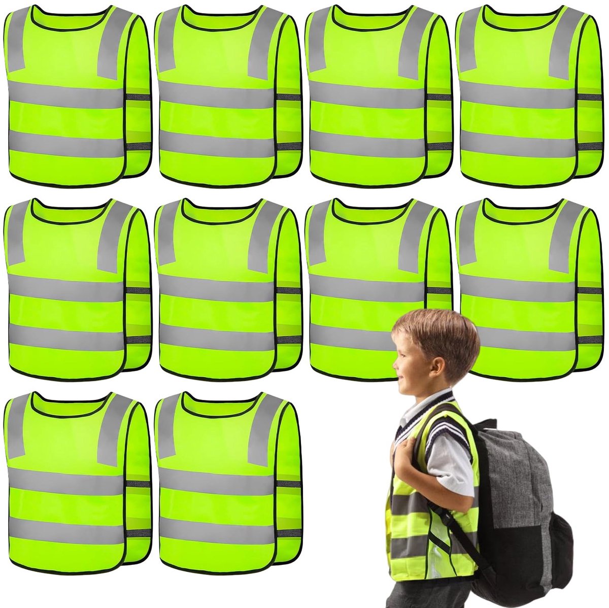 Elzusha - Set van 10 Reflecterende Veiligheidsvesten voor Kinderen