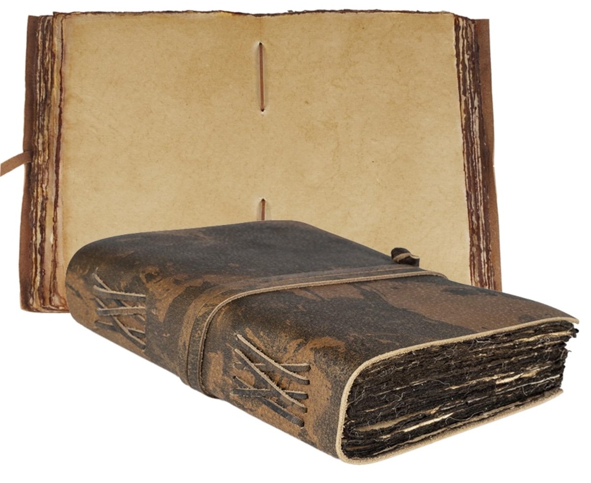 Elzusha - Notitieboek van leer - 15x23 cm - Blank papier