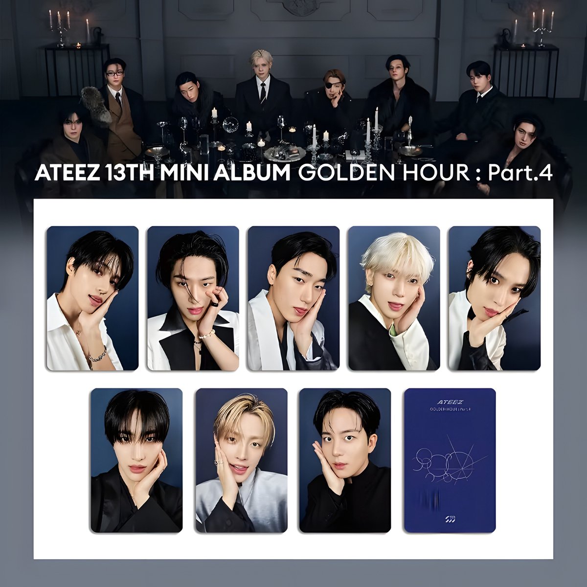 KPOP 8pcs/set ATEEZ Golden Hour Part.4 Photocard Candlelit Group [Fotokaarten]